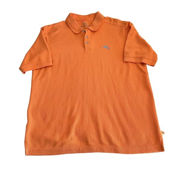 Tommy Bahama Men's Supima Orange Short Sleeve Polo Shirt Size Medium Golf Causal - Picture 1 of 5